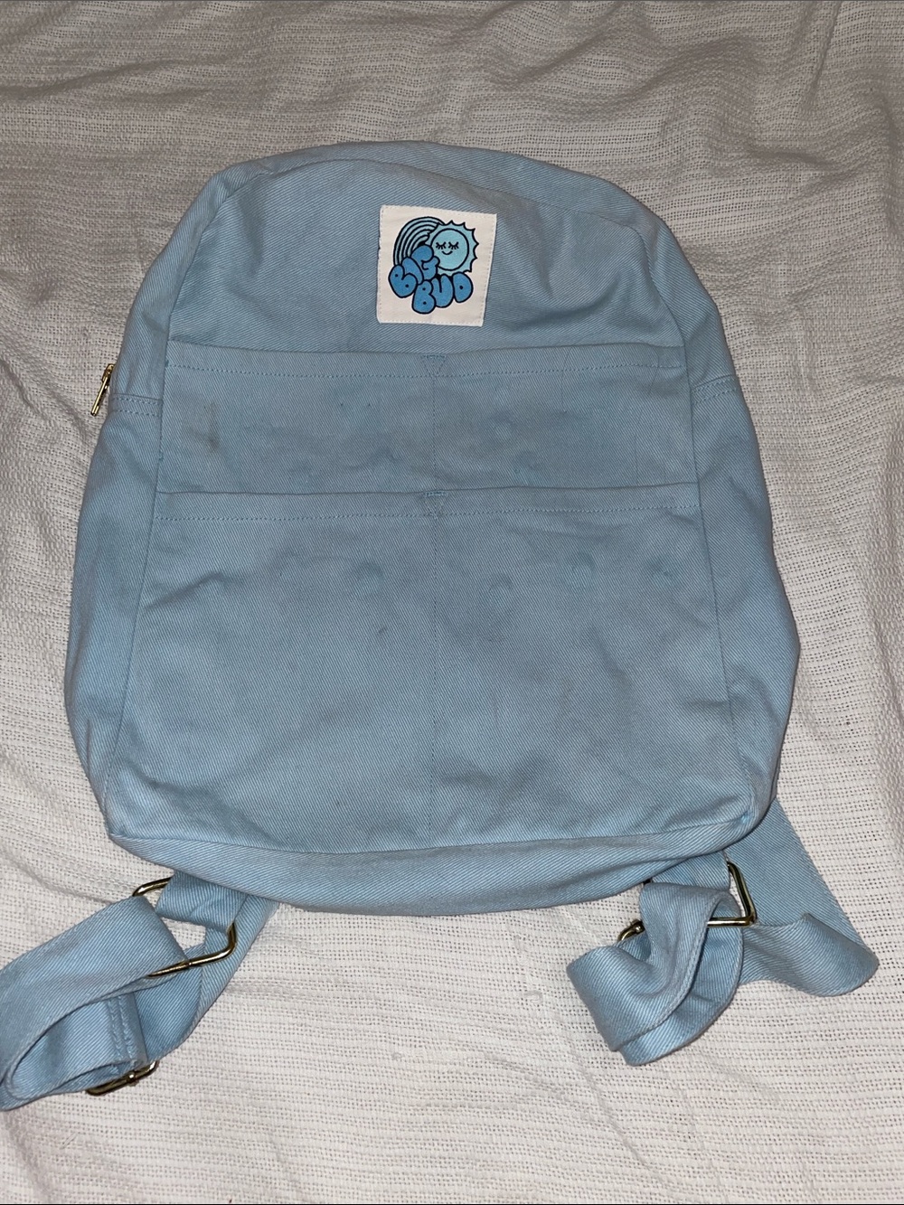 Big Bud Press Sky Blue Canvas Backpack with Front Pocket